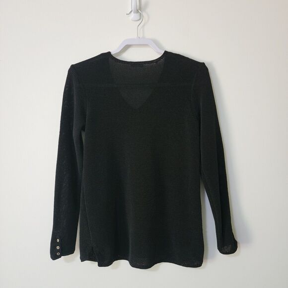 J. McLaughlin Womens Fern Sweater in Black Size S/M Pullover V-neck Cotton-Blend - Picture 2 of 8